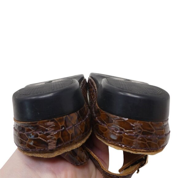 Helle Comfort Thandie Sandals Womens EU 38 US 8 Brown Croc Print Leather Open To - Picture 12 of 12